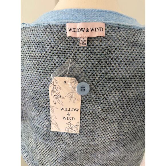 NWT Willow & Wind Blue Green Floral Recycled Yarn Cardigan (Size S) - Picture 7 of 15